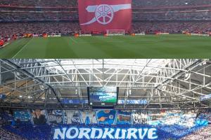 开云入口-德乙沙尔克官推调侃阿森纳的欧冠半决赛TIFO：欧冠半决赛 vs 德乙