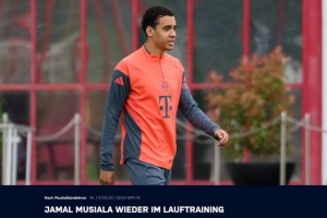 开云入口-拜仁官方：穆西亚拉恢复跑步训练